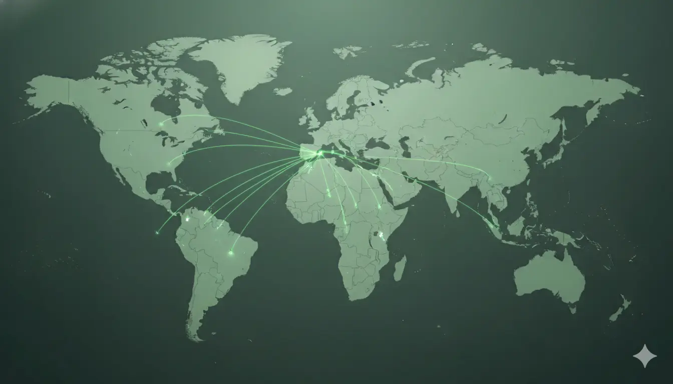 World map export routes placeholder